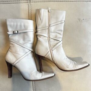 Elegant White Leather Women's Boots